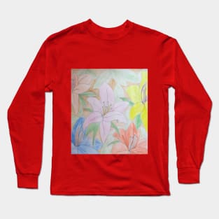 flowers were drawn y hands Long Sleeve T-Shirt